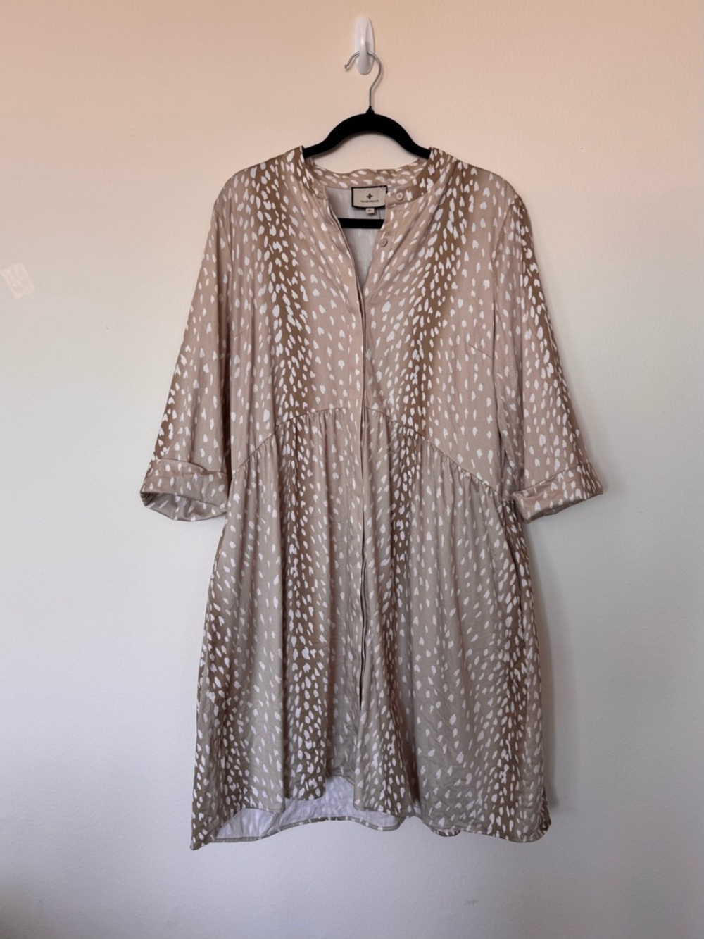 Tuckernuck Size XL Antelope Royal Deer Print Mini Shirt Dress